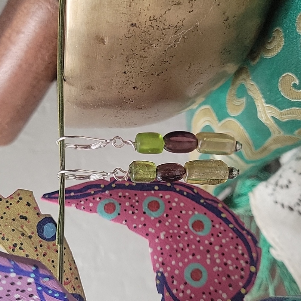 Sterling and Czech Glass Dangle Earrings